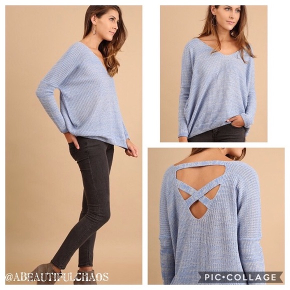 Periwinkle Blue Cross Back Sweater - Picture 1 of 8